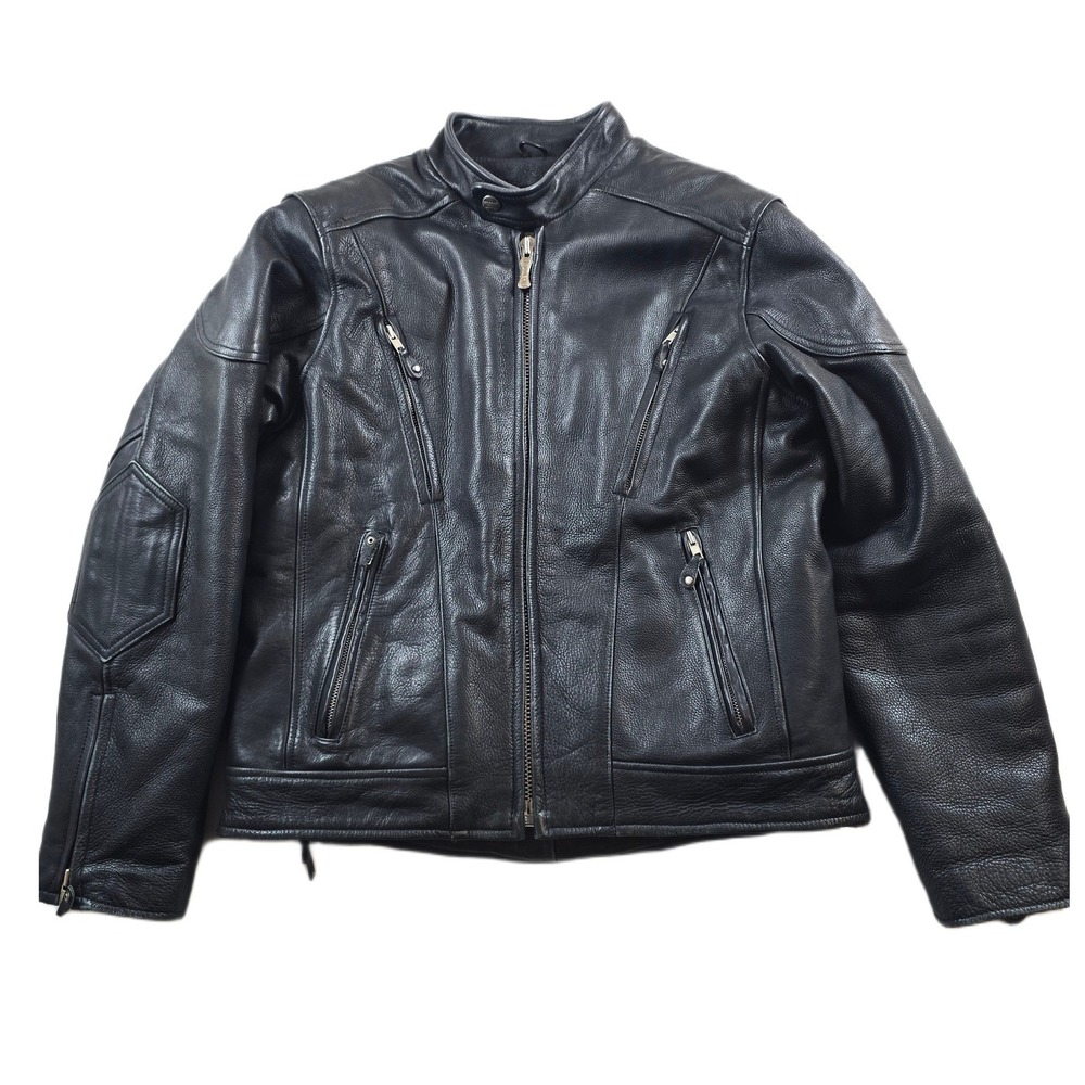 Wilsons Open Road Leather Motorcycle Jacket Mens Medium Black Thinsulate Liner
